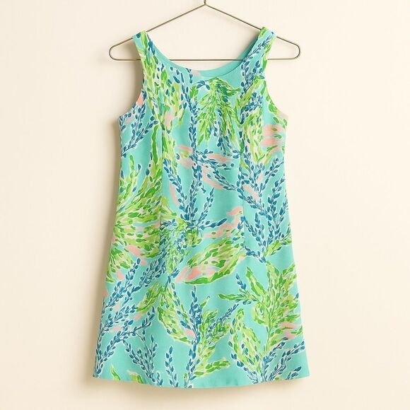 Lilly Pulitzer Cathy Skye Blue Heaven Iridescent Lace Back Shift Dress Size 0 - Picture 1 of 9